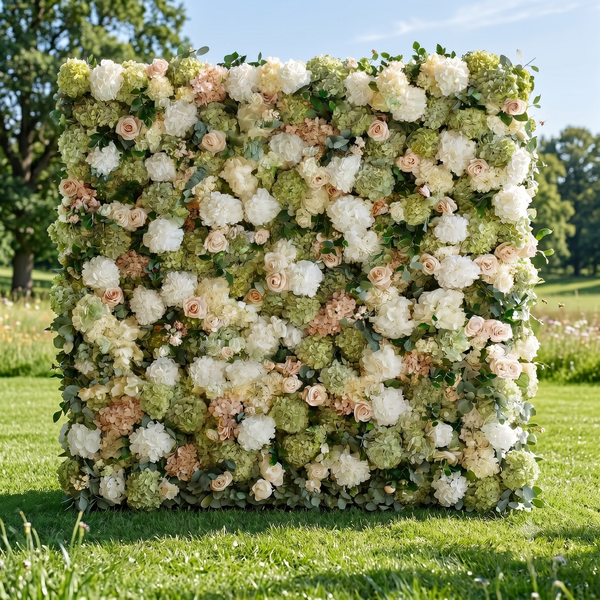 Ivory Bloom flower wall — outdoor sunlight
