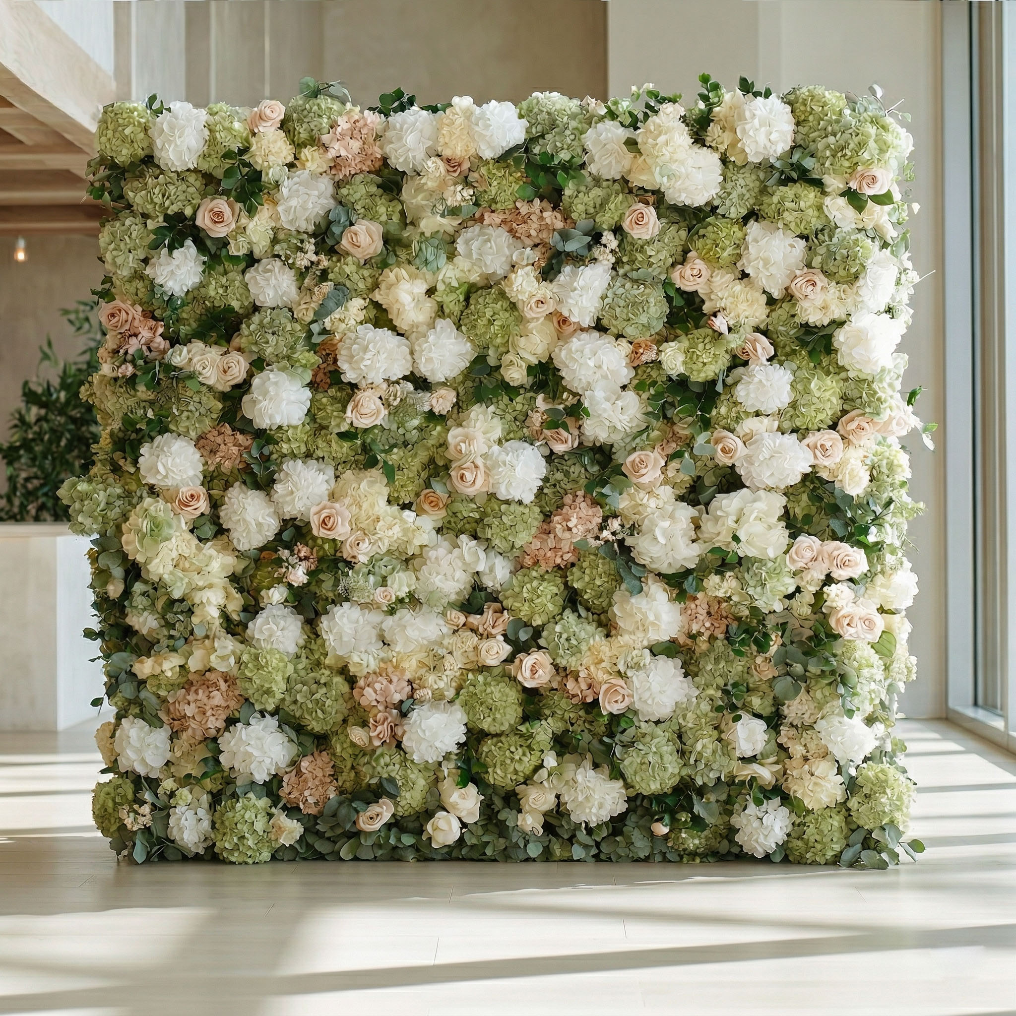English Garden sage green & blush Real Touch flower wall — FLORINSKY Atelier