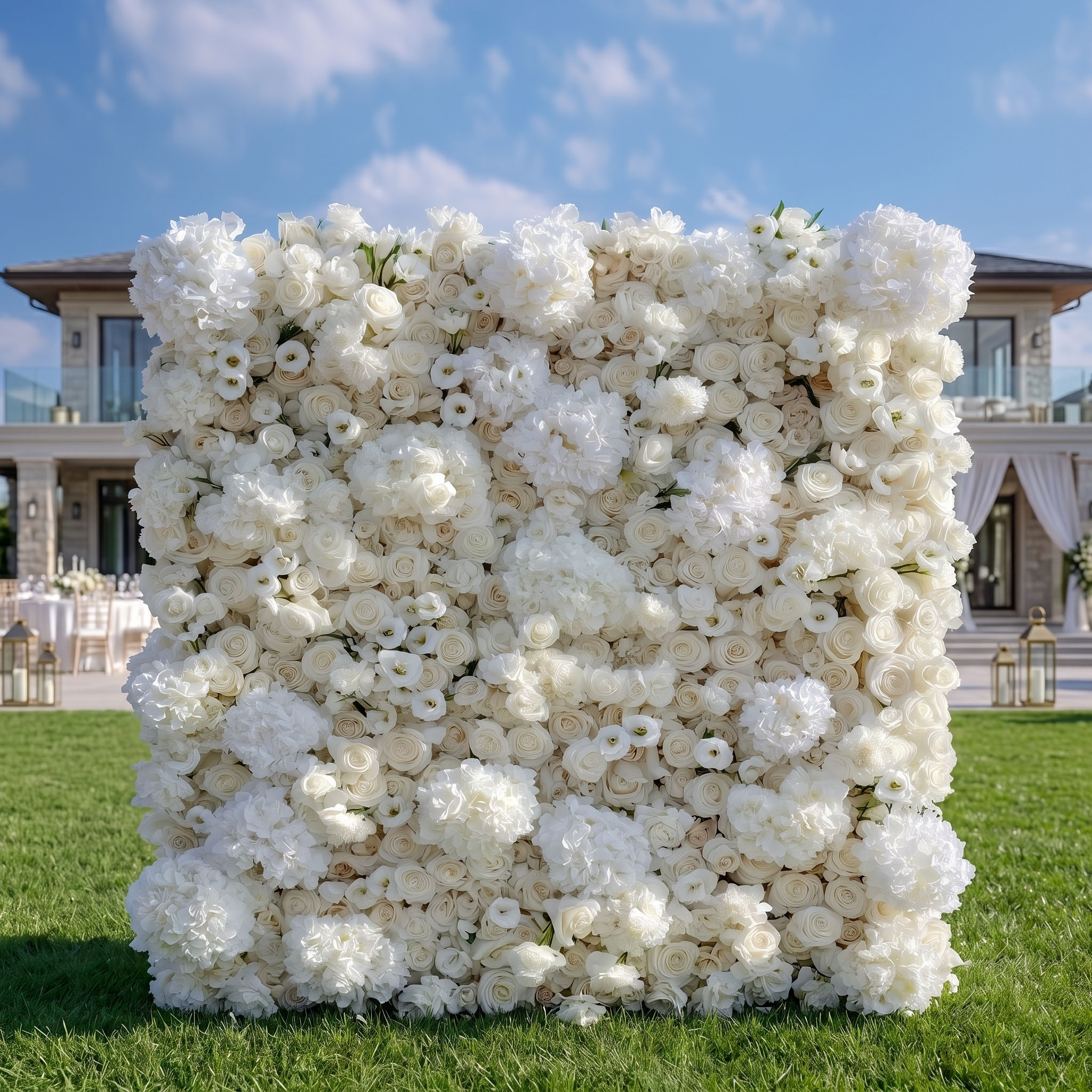 Pure Ivory white & ivory Real Touch flower wall — FLORINSKY Atelier