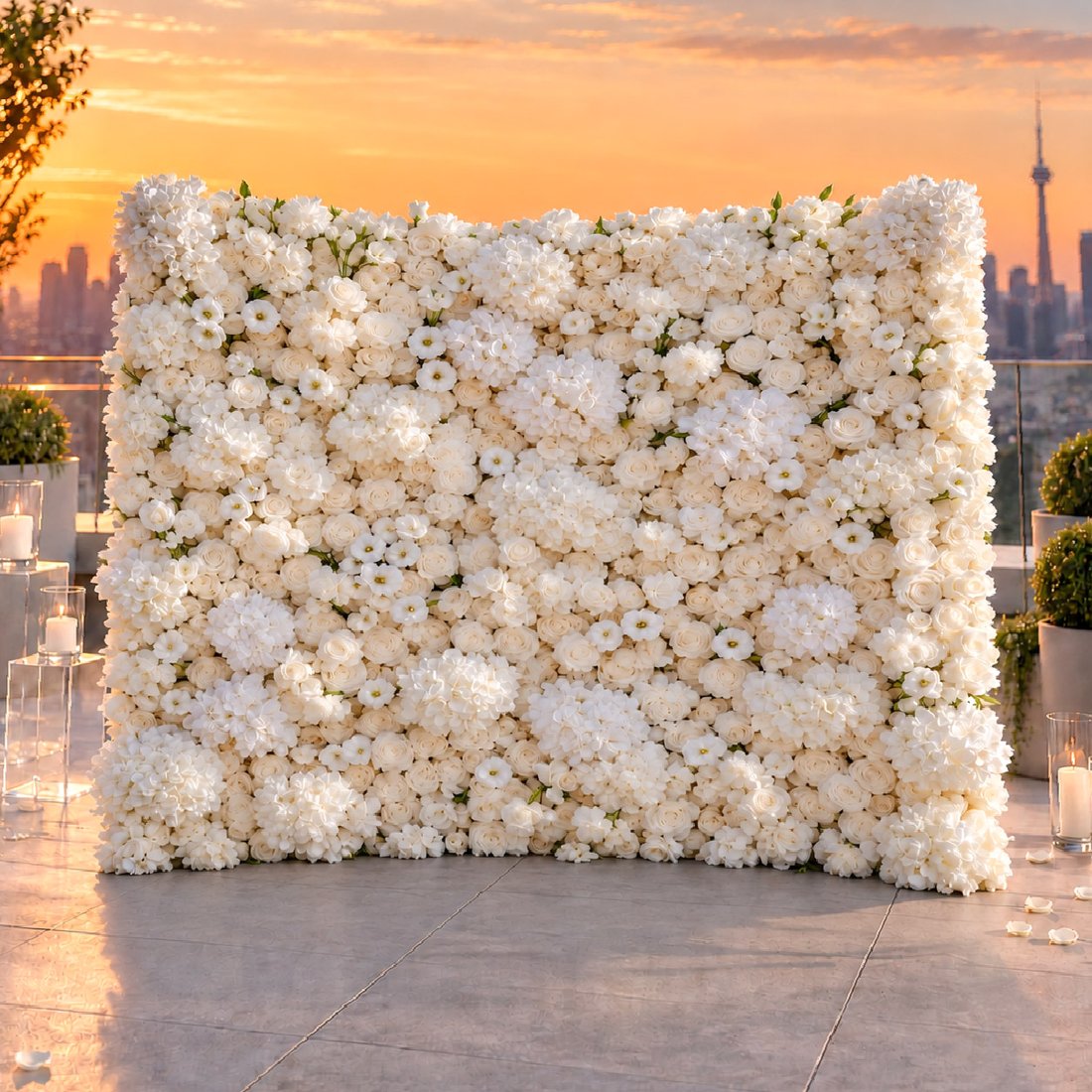 Pure Ivory white & ivory Real Touch flower wall — FLORINSKY Atelier